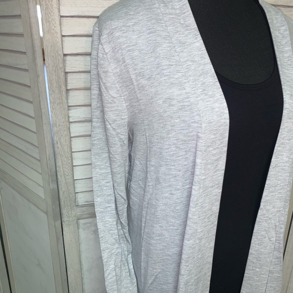 Light grey Heathered slouchy open front cardigan - Picture 2 of 2